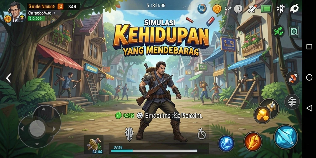 Tampilan gameplay 34R yang menonjolkan simulasi kehidupan yang mendebarkan.