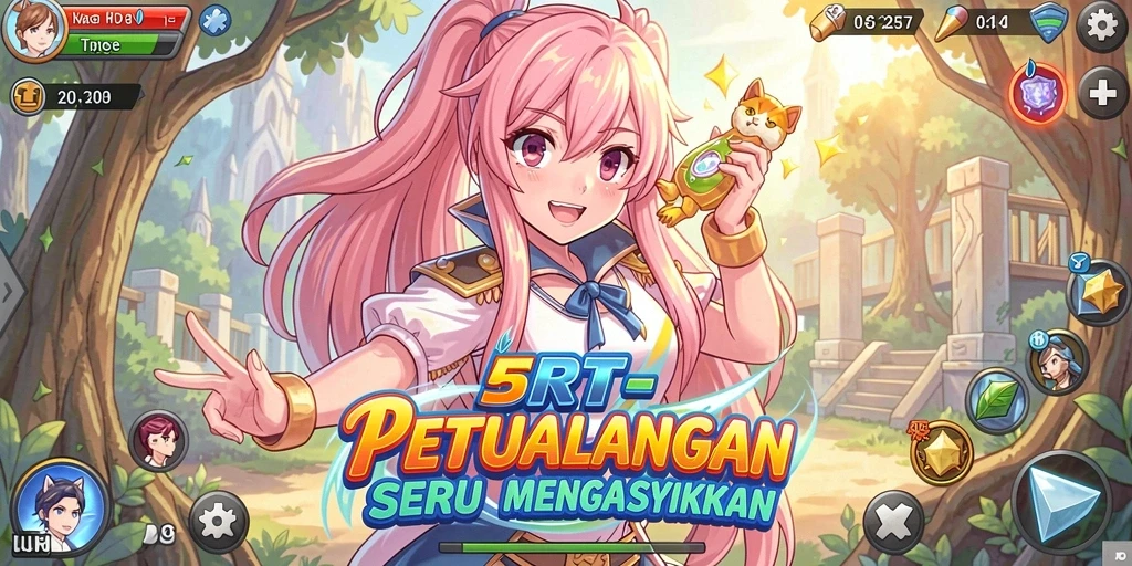 Tampilan gameplay yang seru dan penuh aksi di dunia Anime.
