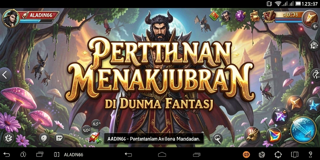 Gameplay ALADIN66 menampilkan menara pertahanan strategis yang berwarna-warni.