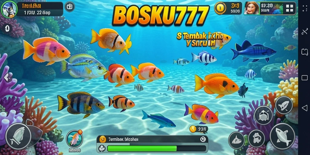 Tampilan gameplay bertema Tembak Ikan yang seru.