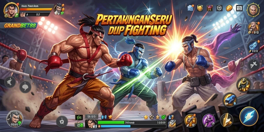 Tangkapan layar gameplay seru dari GRANDBET88 yang menunjukkan pertarungan epik.