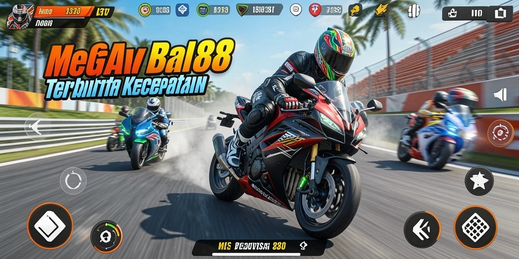 Screenshot MEGAVISA88 menampilkan aksi balap motor yang seru dan mendebarkan.