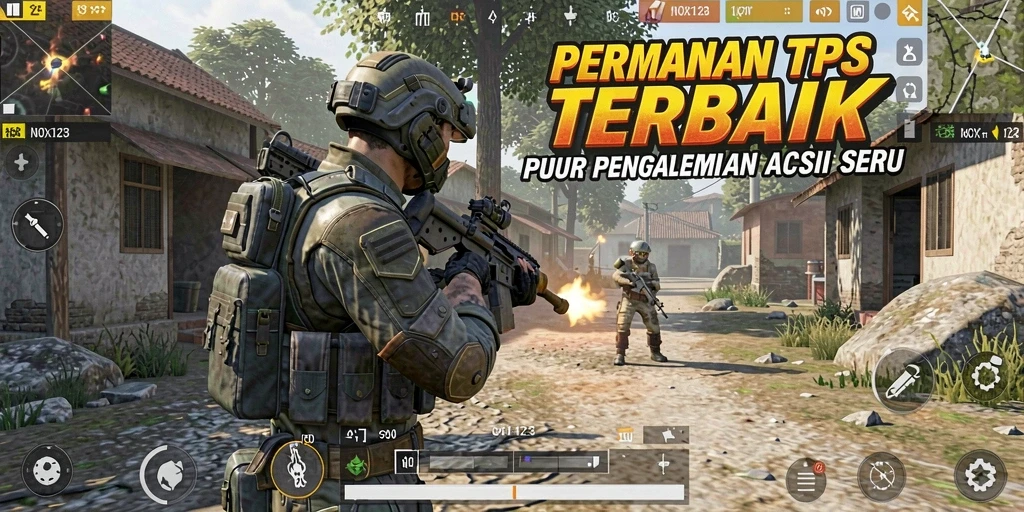 Screenshot gameplay NOX123 menampilkan aksi tembak-menembak yang seru.