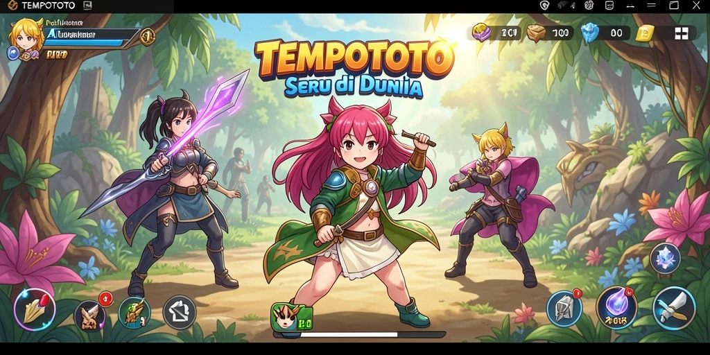 Screenshot gameplay TEMPOTOTO dengan karakter anime yang menakjubkan.